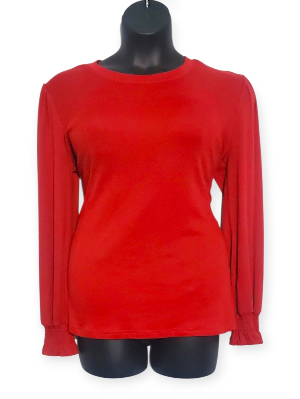 Fantaslook Women's Red Long-Sleeve Crewneck Top
